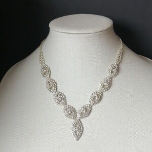 Elegant Clear Rhinestone Formal Black Tie Event Wedding Bridal Collier Necklace